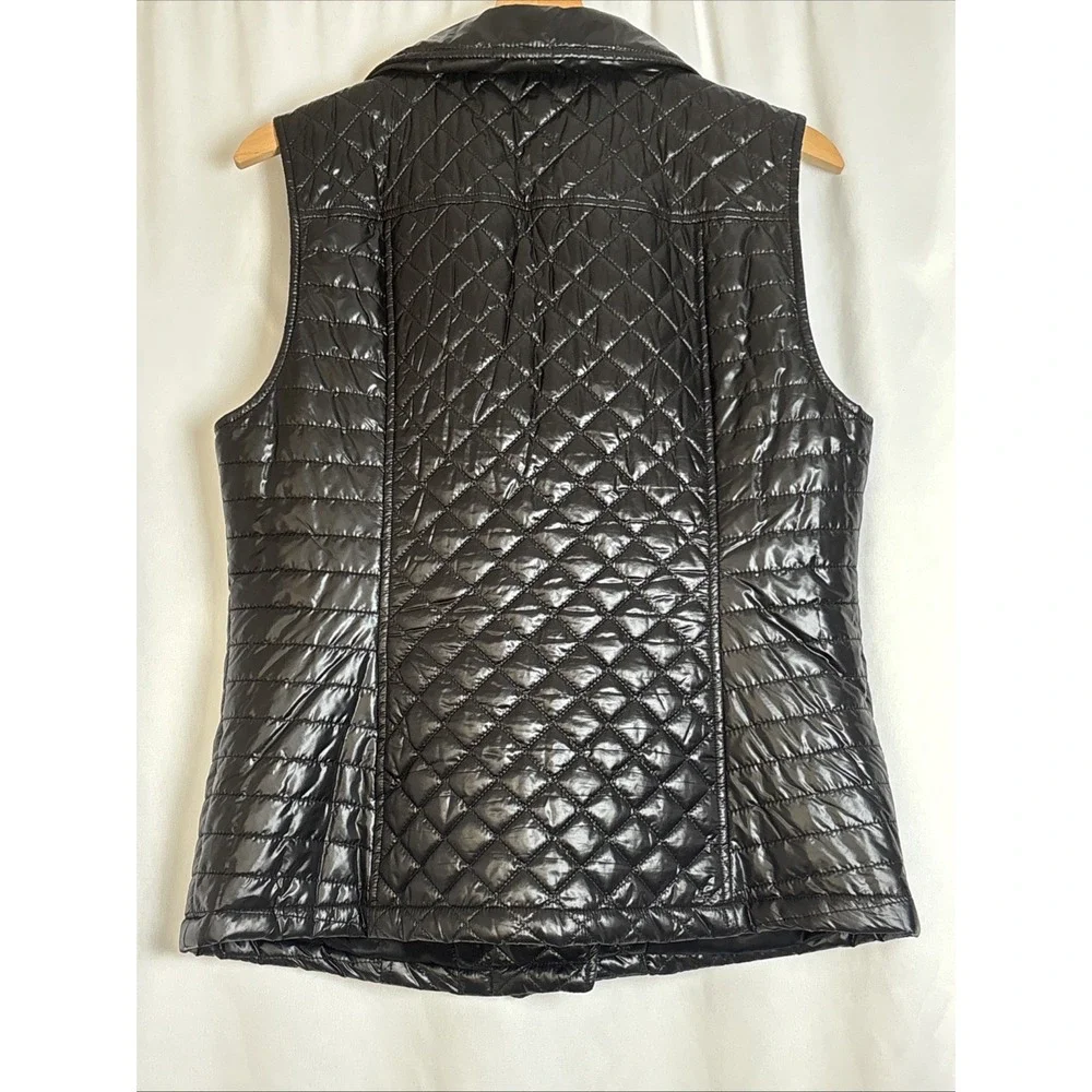 Talbots Women's Size M Quilted Puffer Vest Black Pockets Zipper Whimsigoth‎ - Picture 2 of 8